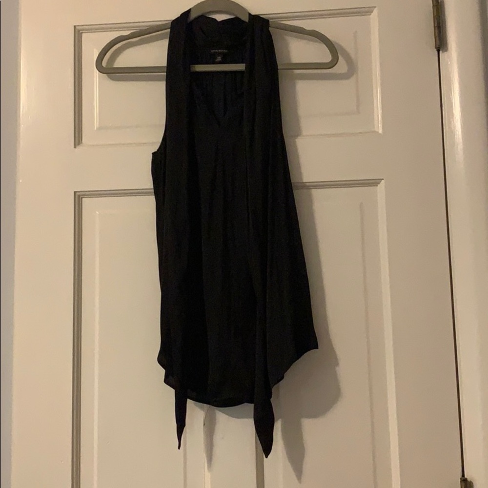 Black silk tie neck tank NEVER WORN